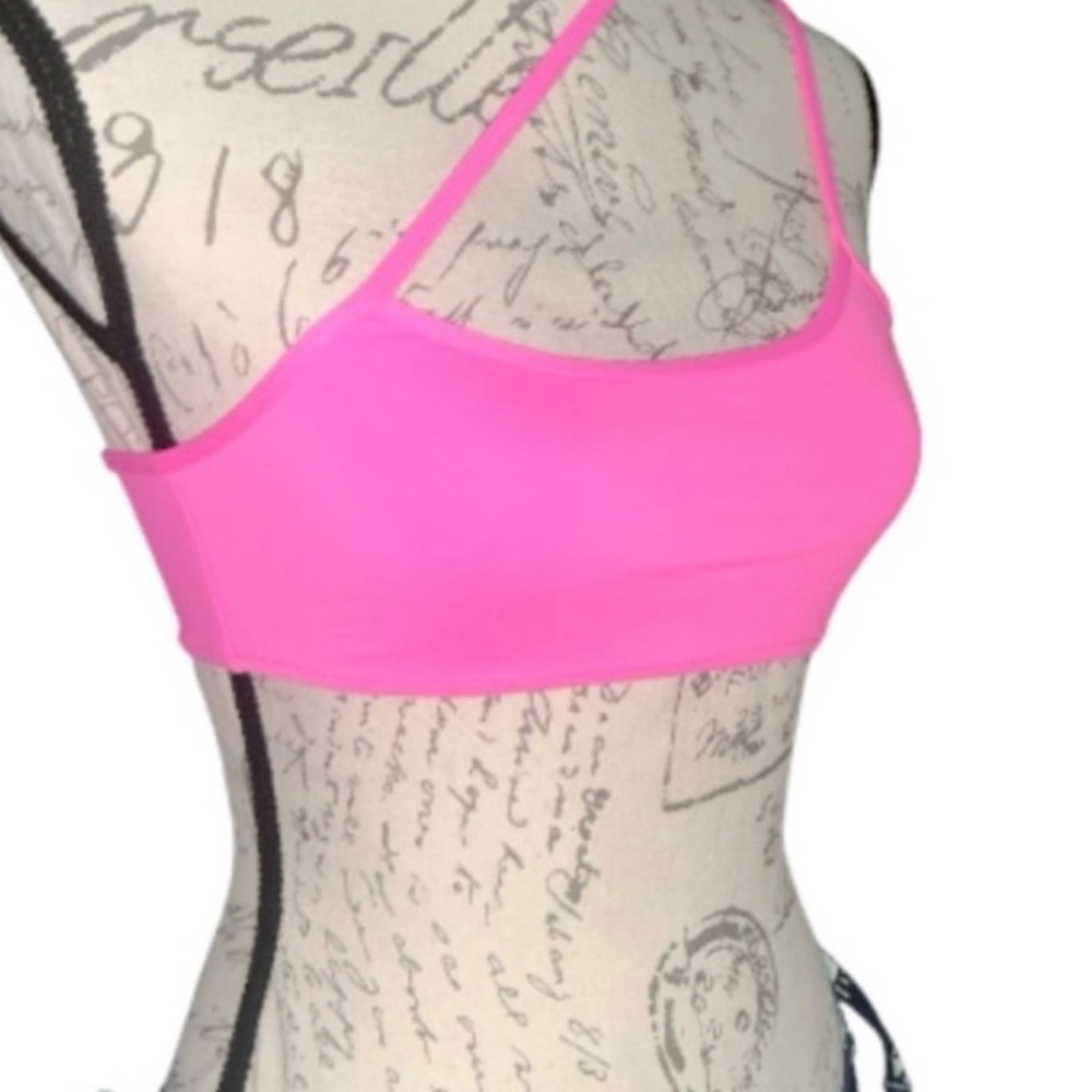 Vibrant Bright Pink Cross Body Bikini Top Medium